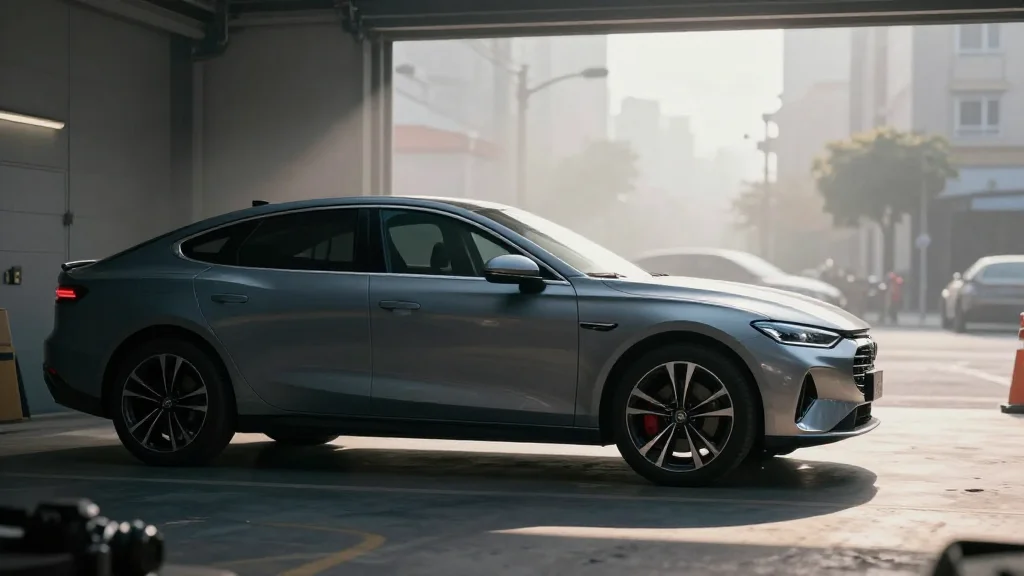 Visual metaphor of AI transforming car photography from chaotic lot shots to studio-quality images