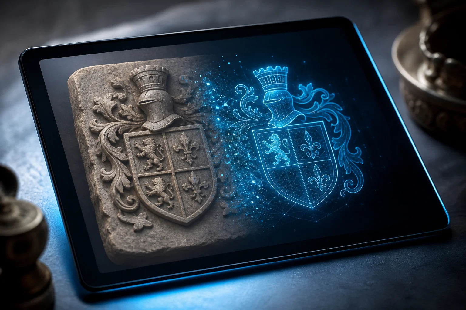 Digital transformation of a traditional coat of arms into an AI-generated emblem