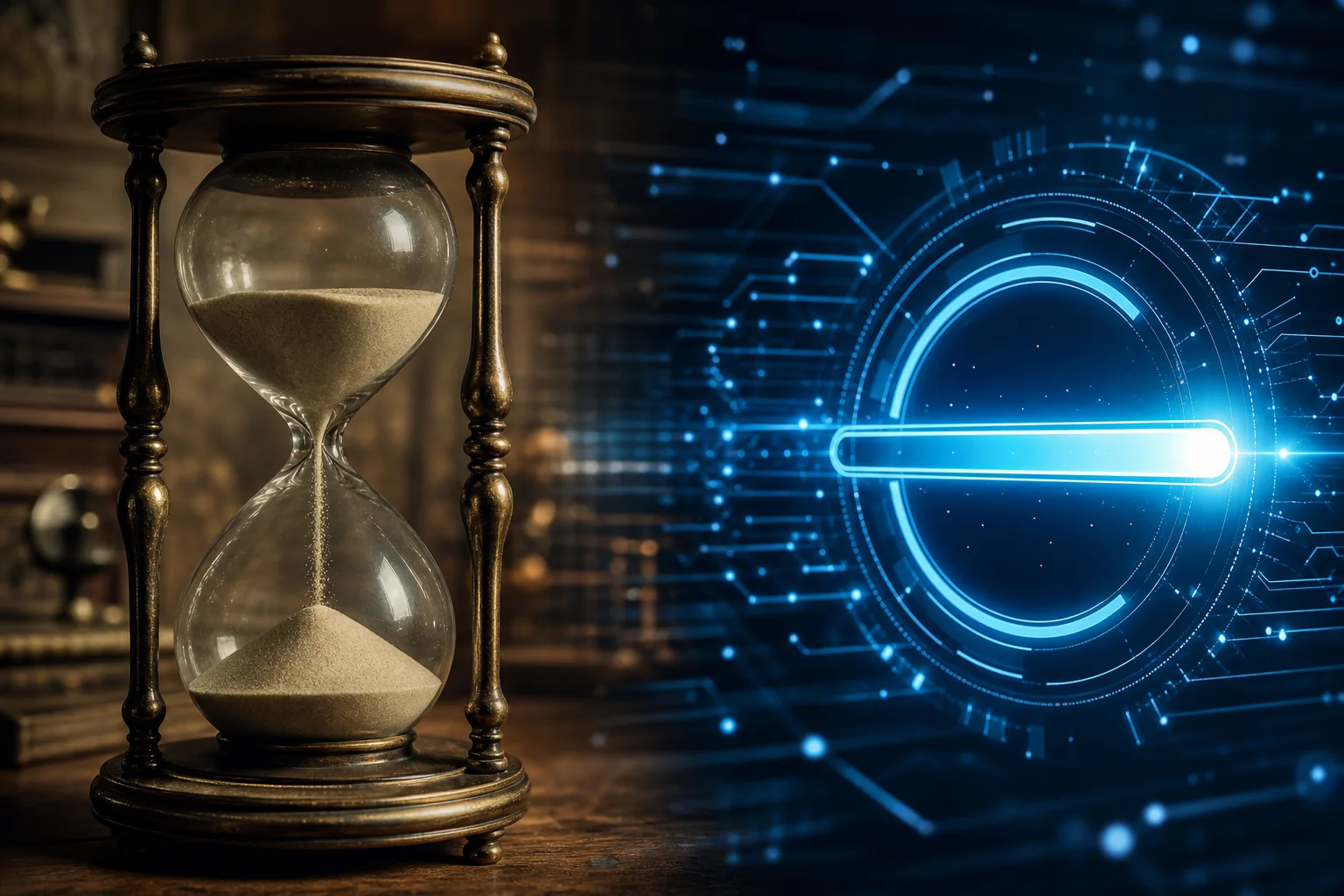 Comparison of time-consuming manual editing versus fast AI processing