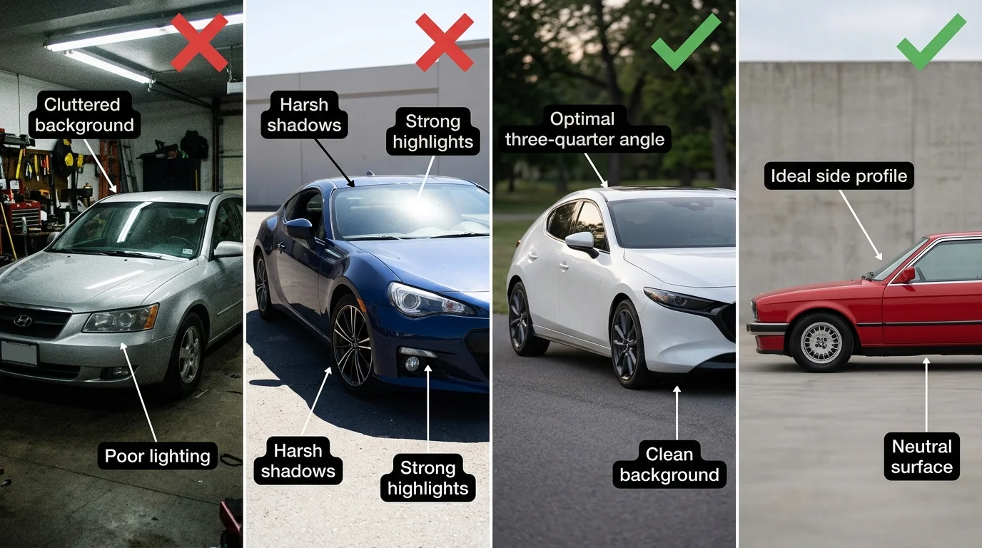 Best practices for preparing vehicle photos for AI background customization