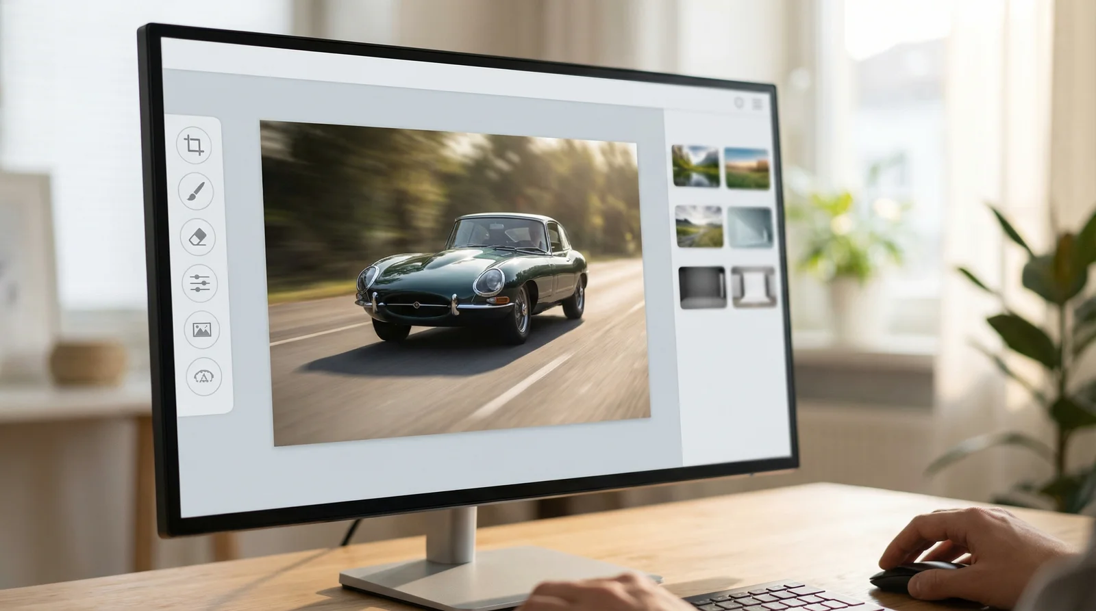 AI photo editor interface workspace