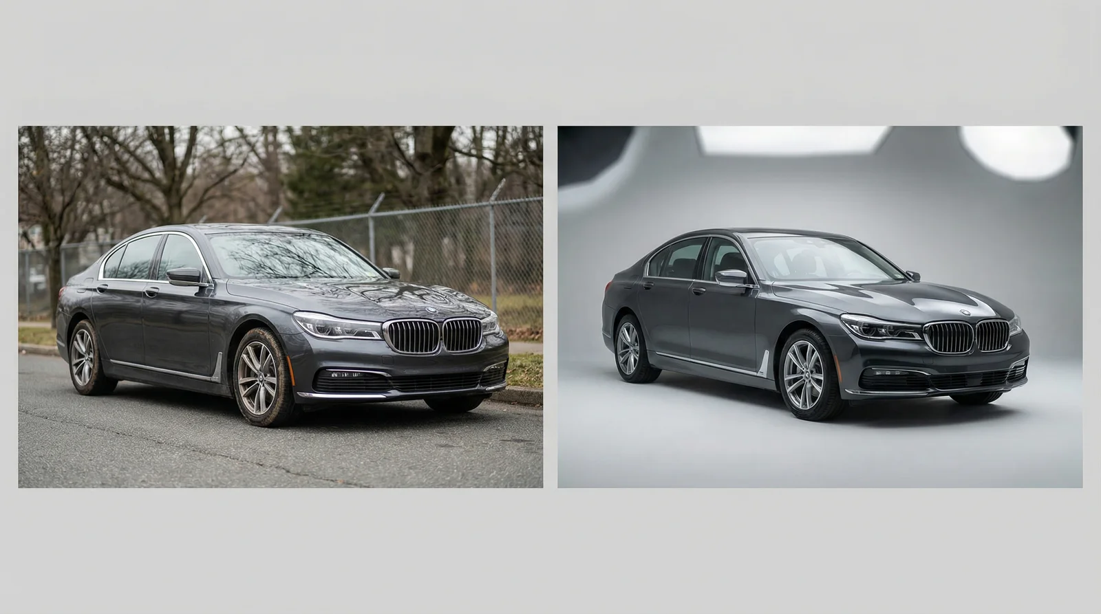 AI photo editor before and after car transformation