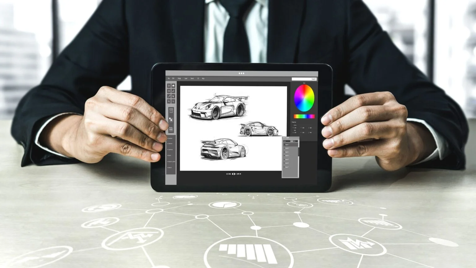Dealership team using AI photo editor