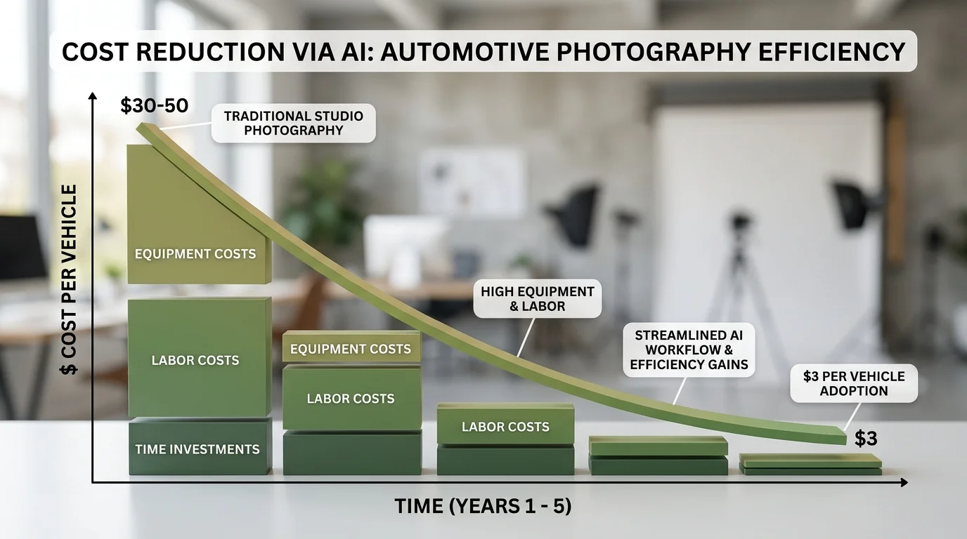 Cost comparison chart showing AI photography savings versus traditional studio methods