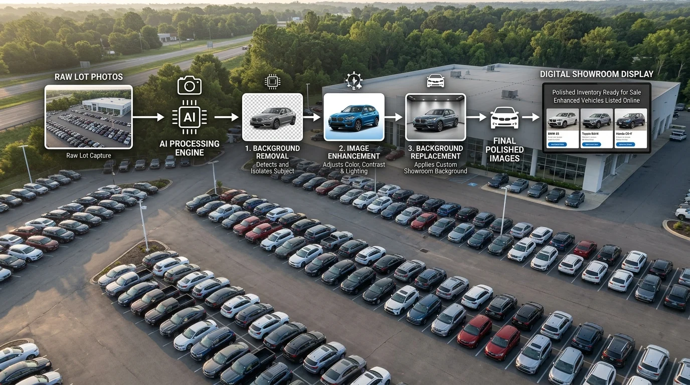 Dealership workflow integration of AI photography tools from lot to listing