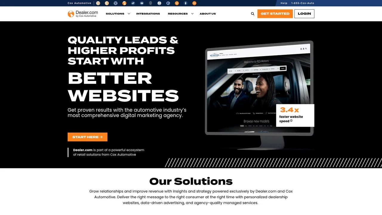 Homepage of Dealer.com dealership website platform