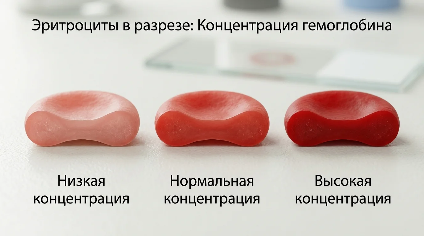 Концентрация гемоглобина в разных эритроцитах