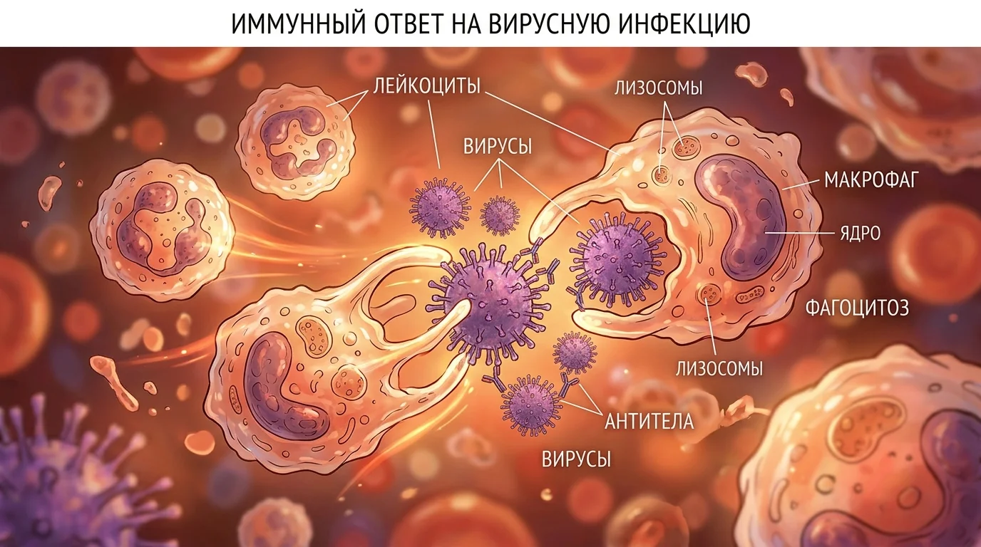 Визуализация борьбы лейкоцитов с инфекцией