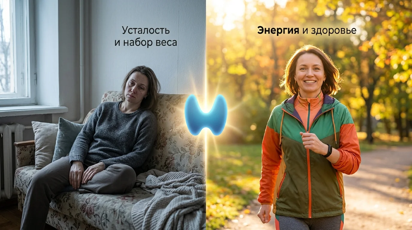 Контраст между симптомами дисфункции щитовидной железы и здоровьем
