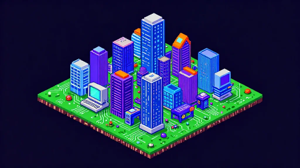 Pixel art visualization of full-stack architecture