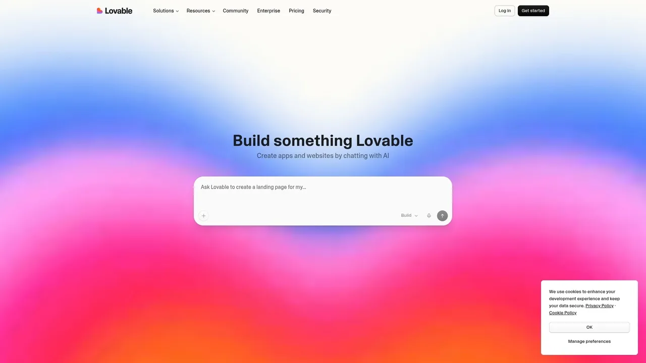 Lovable AI app builder interface showing a chat prompt and generated code preview