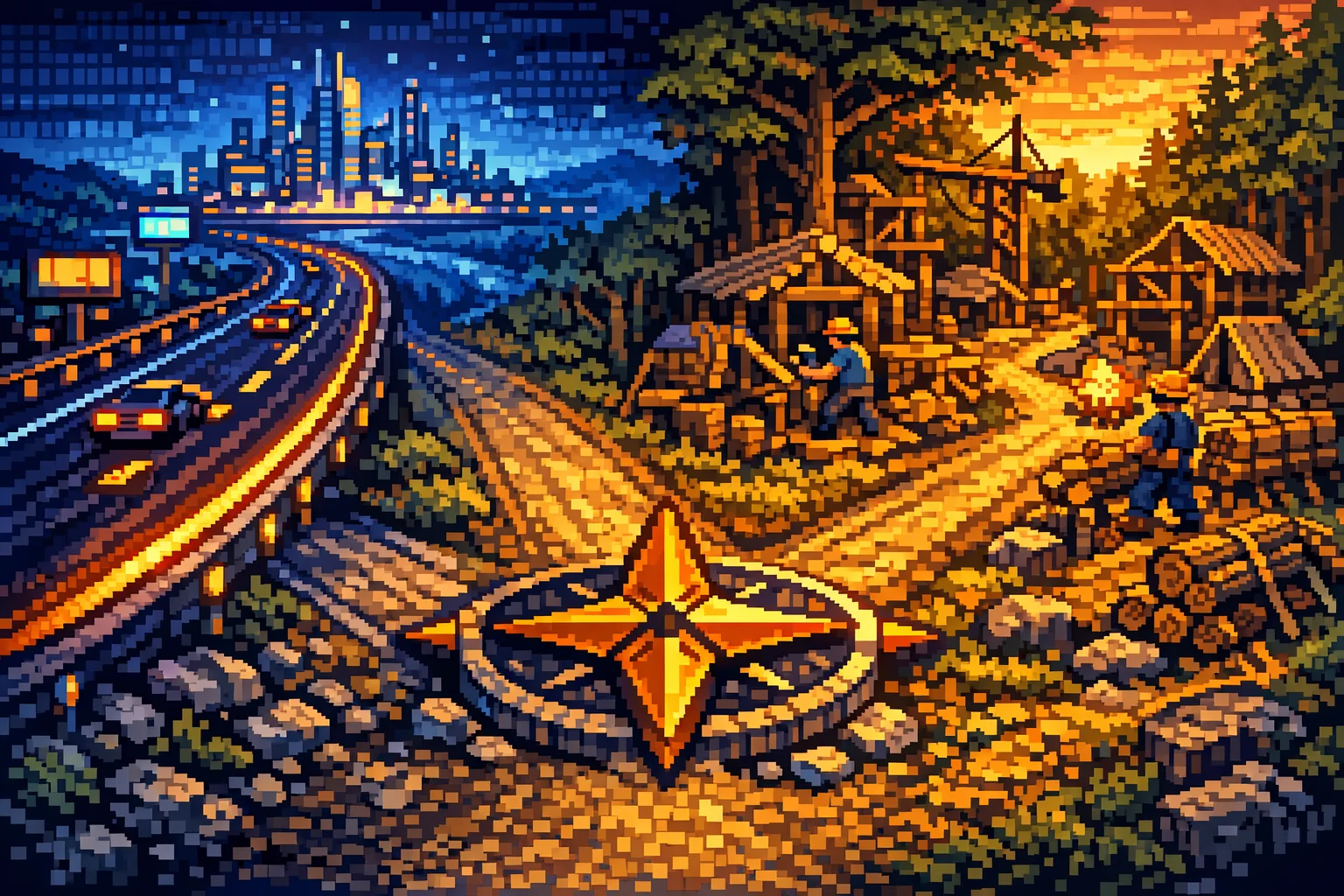 Two diverging paths representing no-code and custom development choices for startups