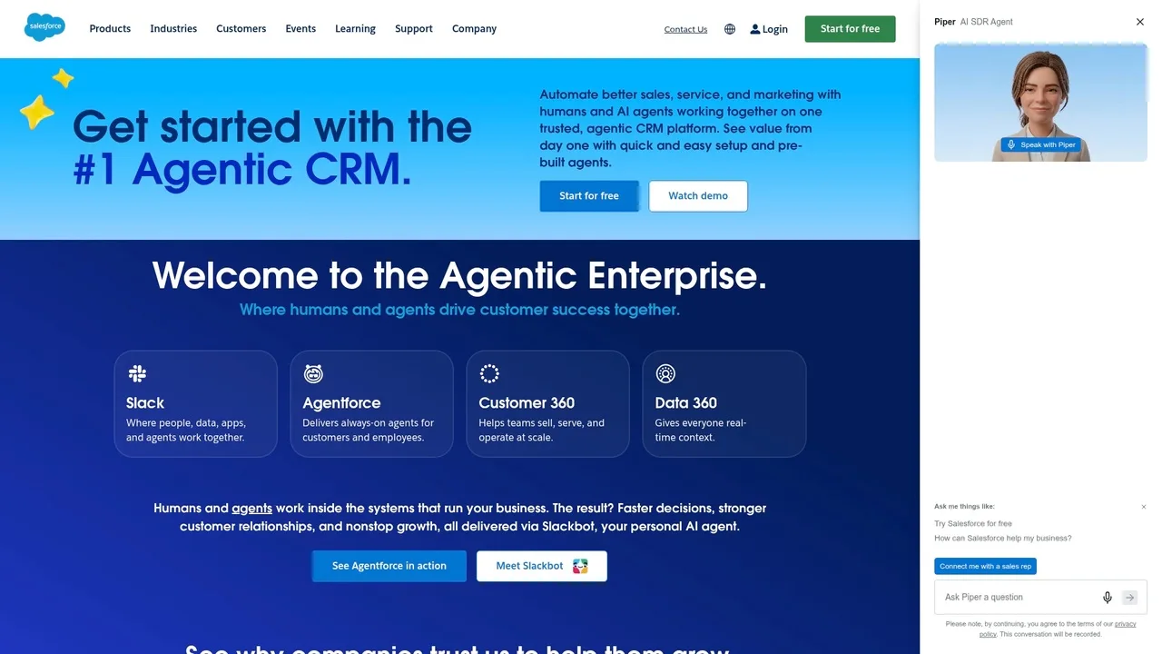 Salesforce website homepage representing a typical enterprise SaaS platform