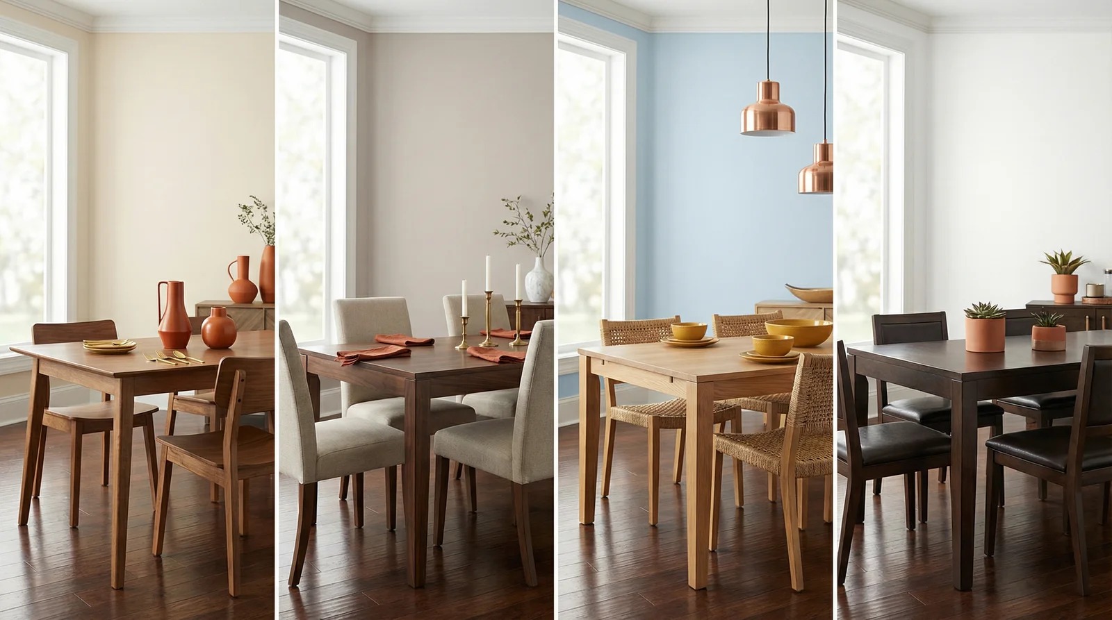 Wall color options for dark wood floor dining rooms