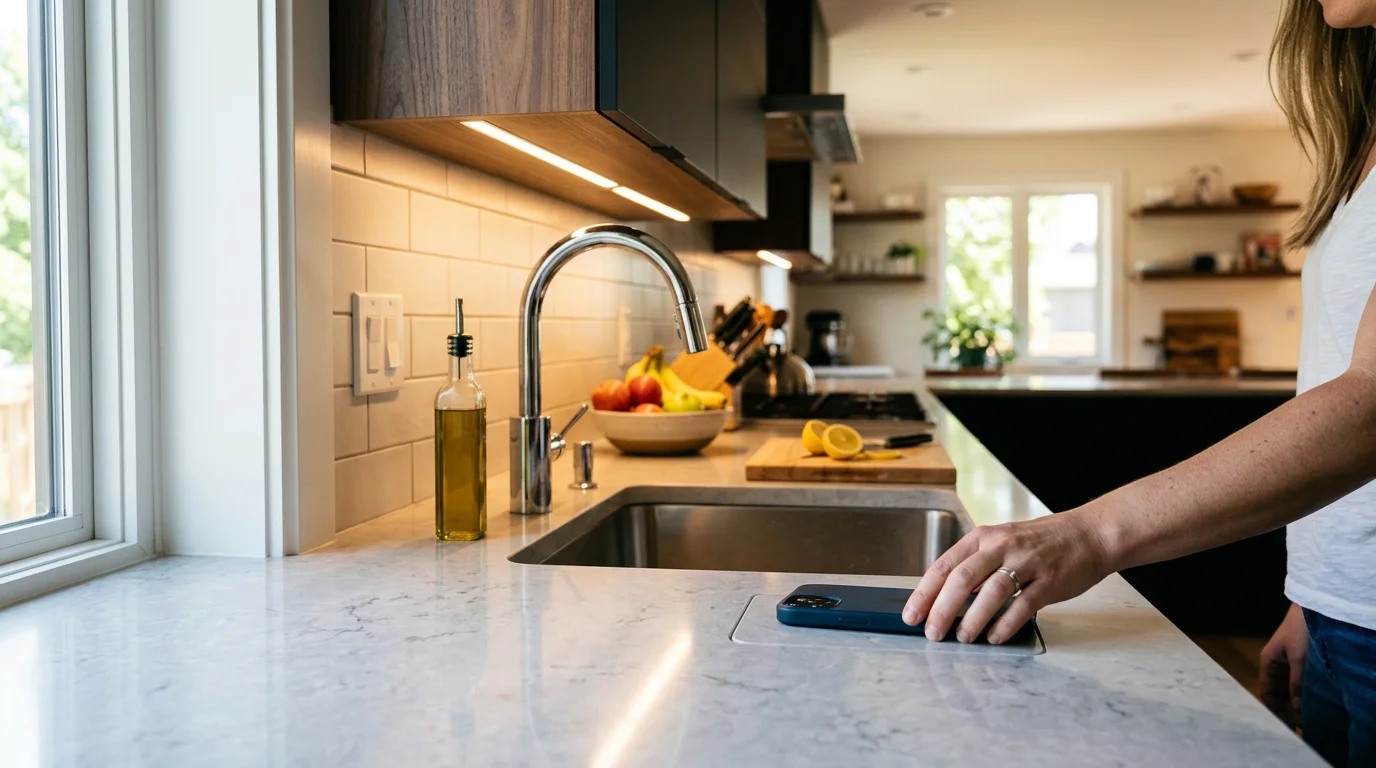 Smart countertop with integrated technology and minimalist design