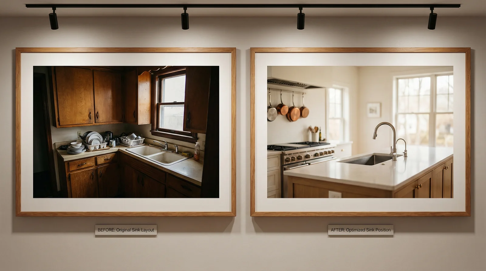 Kitchen sink placement before and after remodel