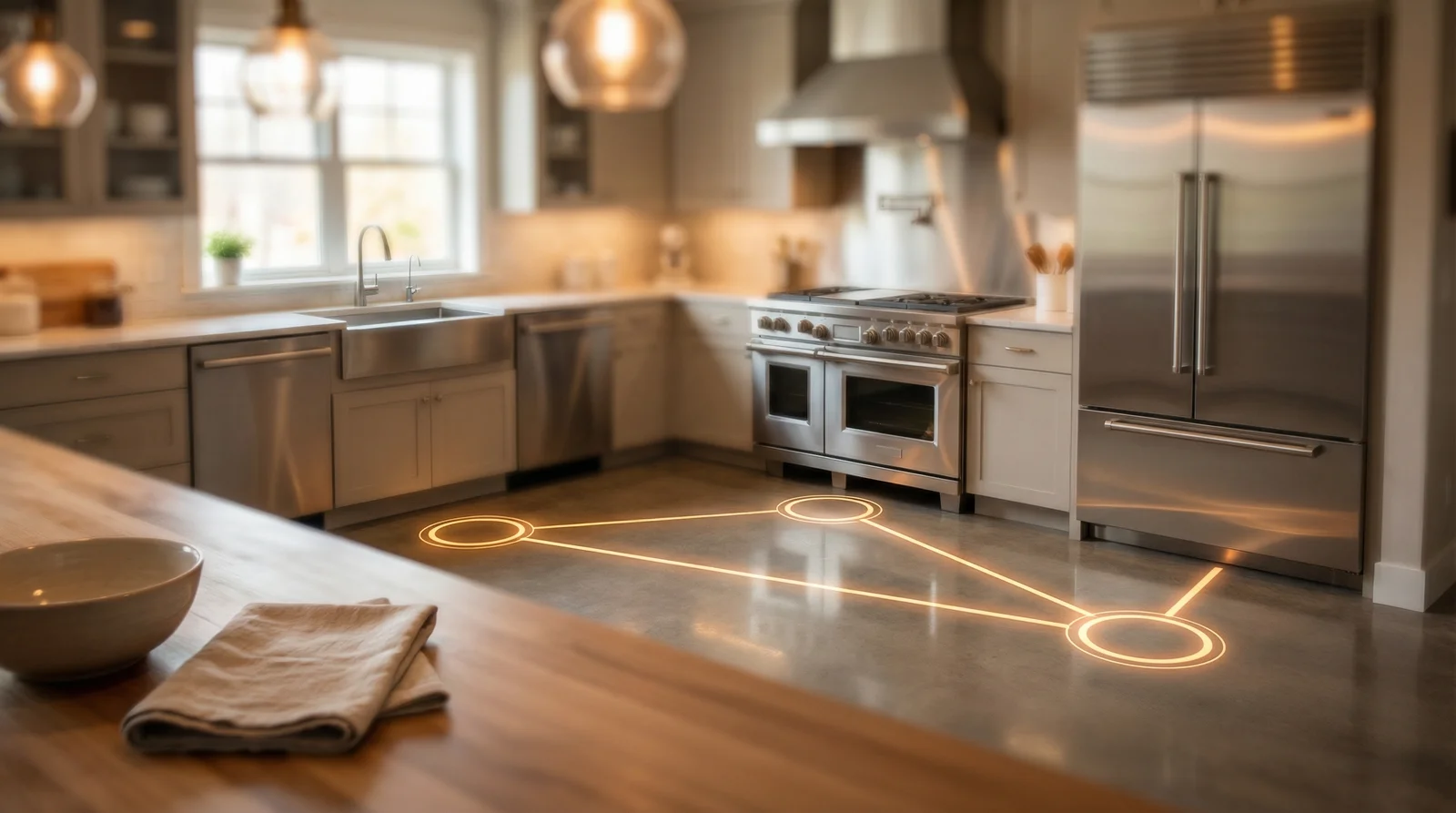Kitchen work triangle measurements and layout