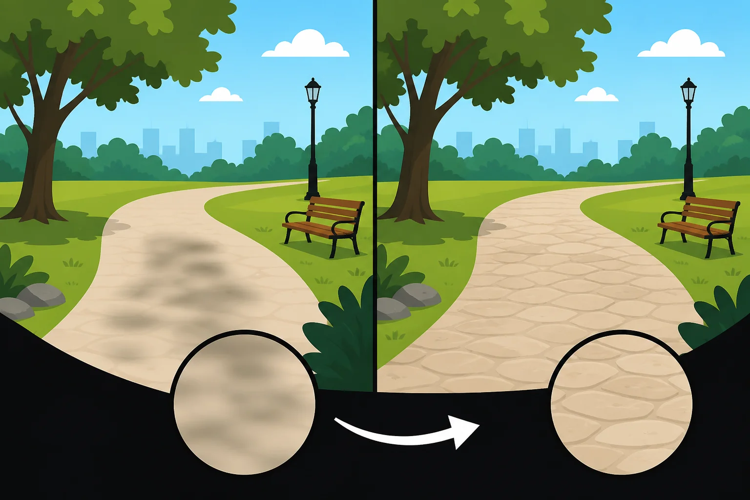 Before and after illustration of AI background refinement