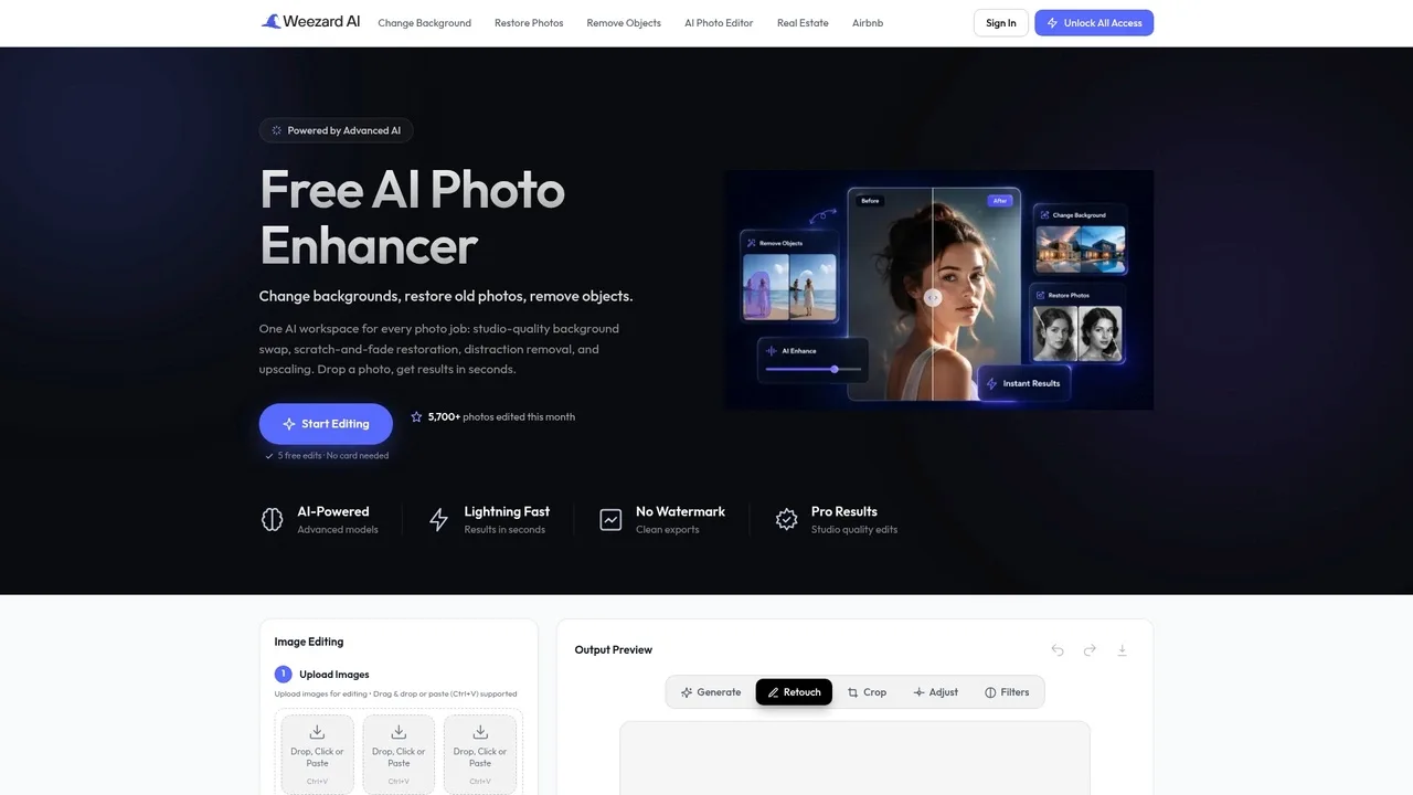 Weezard app interface showing person selection with AI mask